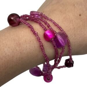 Stretch Bead Bracelet Set in Shades of Purple & Pink